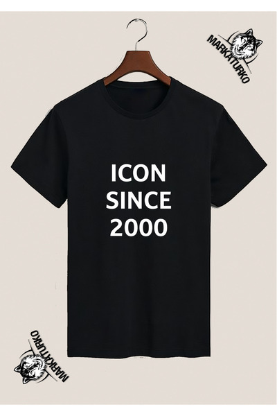 MarkaTurko Icon since 2000 Special Design Printed Black T-Shirt