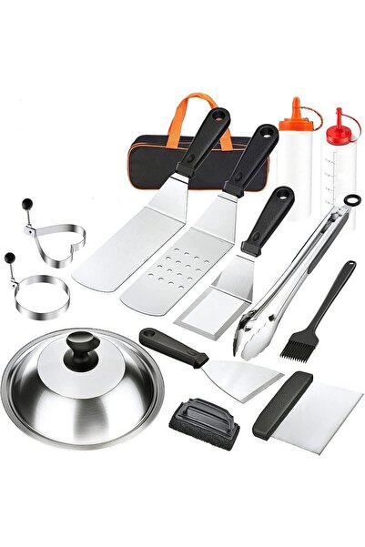 Arabest 14-Piece Griddle Accessories Kit,Flat Top Grill Spatula Set,with Bast...