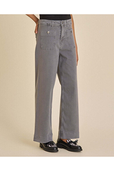 REDTAG Senior Girls Grey Front Pocket Wide Leg Jeans