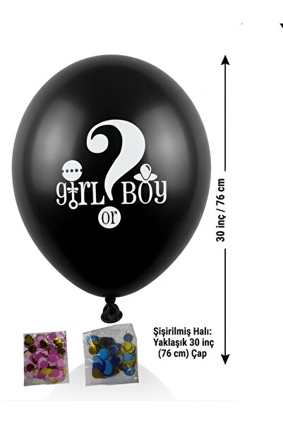 CAVAŞ sun hat 30 Inch Gender Reveal Balloon - 20 Gram Pink-Blue-Gold Sequin Set