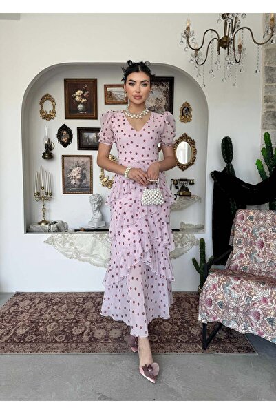 conconmoda Henas Şifon Tasarım Uzun Elbise