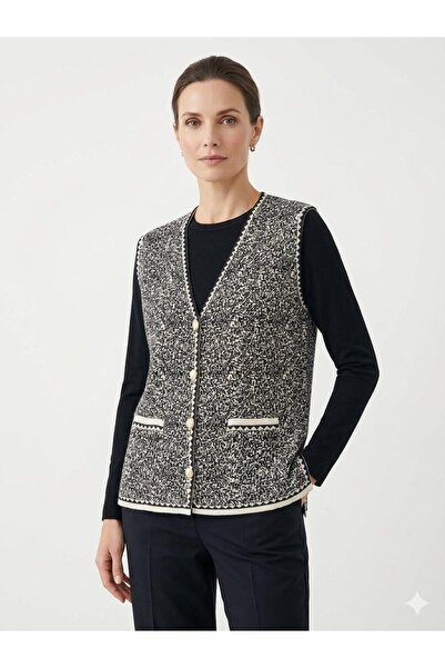 kahve lekesi Women's Authentic Patterned Buttoned Knitwear Vest with Pockets ...