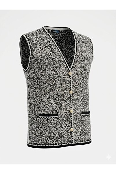 kahve lekesi Women's Authentic Patterned Buttoned Knitwear Vest with Pockets ...