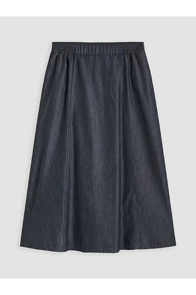 LC Waikiki Black A-Line Jean Skirt with Elastic Waist