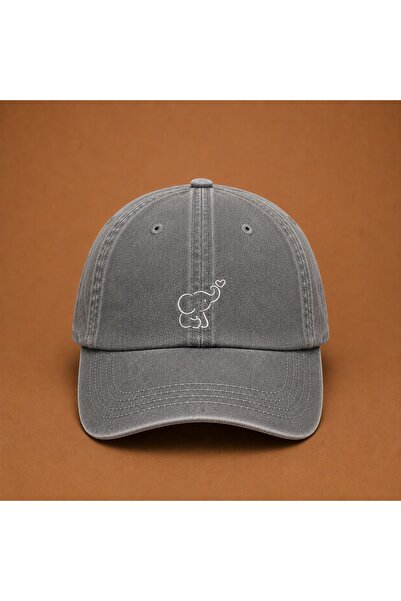 WeavedCo Minimalist Elephant Figured Embroidered Vintage Washed Cap Hat