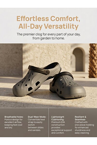 Khayrat Slipper Stylish Contrast Color Men's Clogs - Durable EVA Summer Sanda...