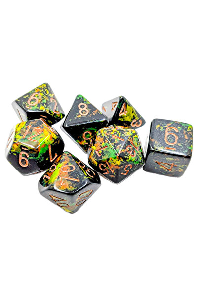 Chessex Set de zaruri RPG Brush Deep Forest Verde Auriu