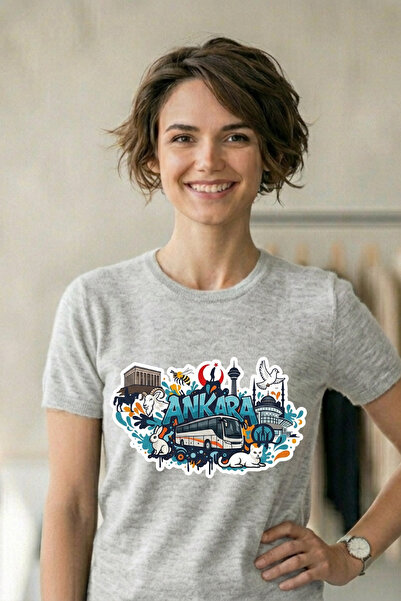 Baran Işık Ankara City Symbols Printed 100% Cotton Unisex T-Shirt – Anıtkabir...