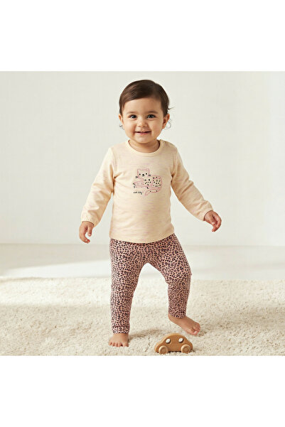 Juniors Pyjama Set with Safari Print - Cotton - Long Sleeves - Henley Neck