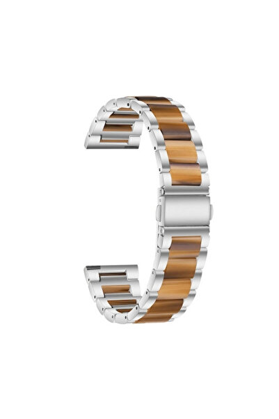OEM Δίχρωμο Μεταλλικό-Ρητινένιο Λουράκι Realme Watch S Ασημί+Μέλι
