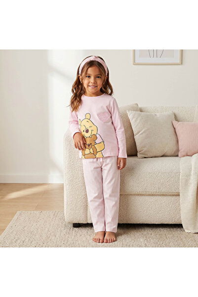 Disney Cotton Crew Neck Long Sleeves Pyjama Set with Winnie The Pooh Print