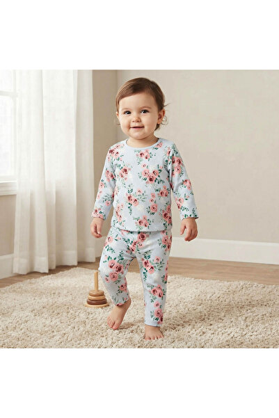 Juniors Cotton Long Sleeves Pyjama Set with Floral Print