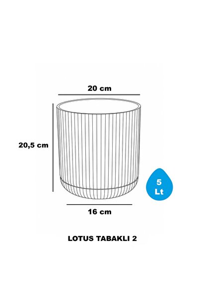 KıtayGroup Lotus Tabaklı Dekoratif İç ve Dış Mekan Saksı 5 LT
