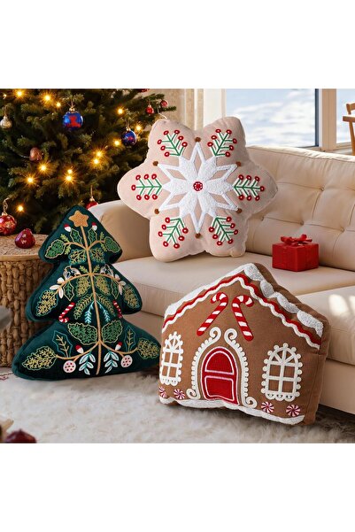 OEM Perne decorative de Crăciun din pluș, moi, set de 3 bucăți, 40x40 cm