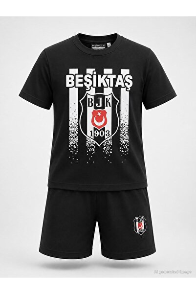 Civil Boys Beşiktaş prugasta majica za decu uzrasta 3-13 godina - crna