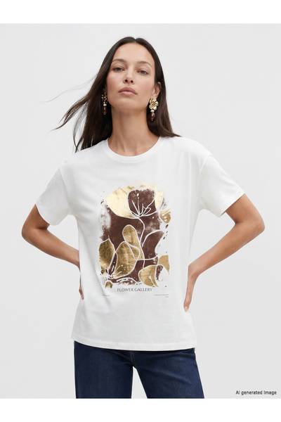 LC Waikiki Tricou de damă imprimat, 100% bumbac