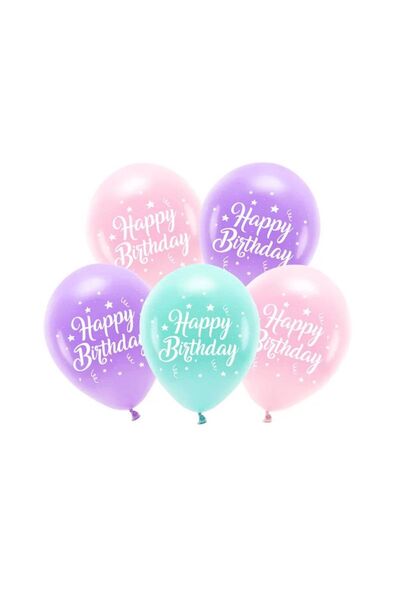 Partydeco Balonuri 26 cm, La mulți ani, roz (1 pachet / 5 buc.)