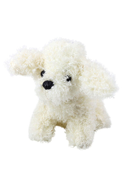 LeanToys Jucărie de pluș câine pudel miniatural, alb, 20cm