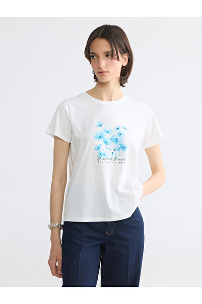 LC Waikiki Tricou de damă din bumbac 100% cu imprimeu floral