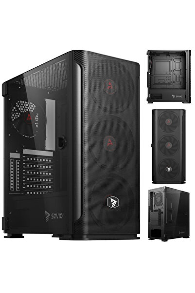 Kraft&dele Carcasă PC Savio Shadow X2 Midi Tower ATX cu fereastră, neagră