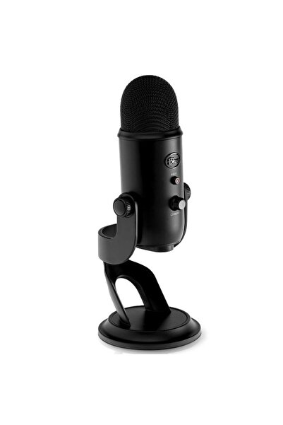 BlueAks Microfon de birou cu fir Blue Yeti Blackout USB pentru streaming, negru