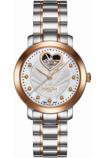 Roamer Ceas de damă 556661 46 19 50, aur roz, clasic, cu inimă decupată