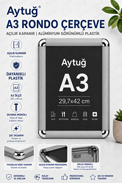 Aytuğ A3 Rondo Çerçeve – Açılır Kapanır Plastik Poster ve Afiş Çerçevesi