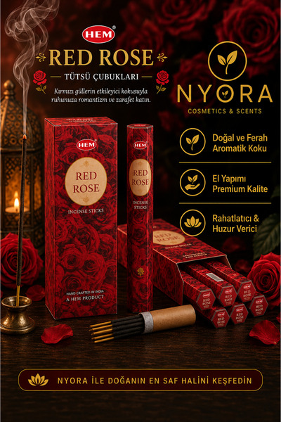 Hem Marka Tütsü Kırmızı Gül Red Rose 20 Adet Çubuk Tütsü