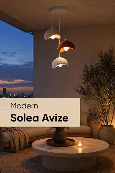 Jusel Solea Sarkıt 3'lü Avize Beton Dokulu, Salon, Balkon, Yatak Odası İçin -...
