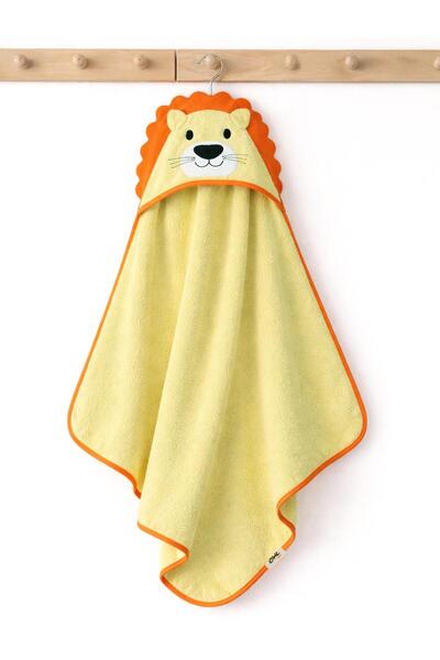 Civil Baby Lion Embroidered Towel - Yellow