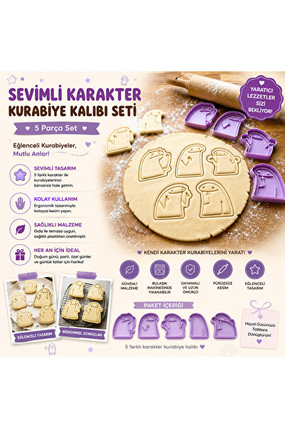 LİYA3D Set of 5 Cute Character Cookie Molds – Cookie Cutter and Shaping Mold