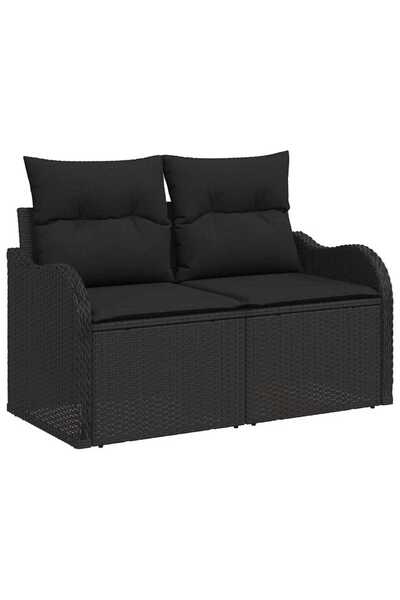 vidaxl Canapea de grădină cu pernă Negru 121 x 62 x 69cm poliratan