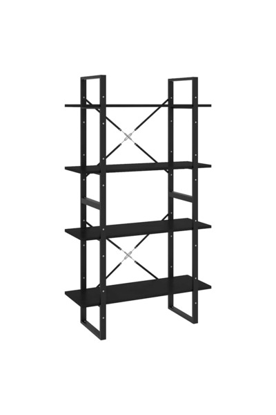 vidaxl Bibliotecă cu 4 rafturi, negru, 80x30x140 cm, lemn masiv de pin