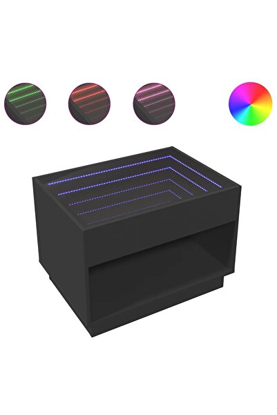 vidaxl Măsuță de cafea cu LED infinity, negru, 70x50x50 cm