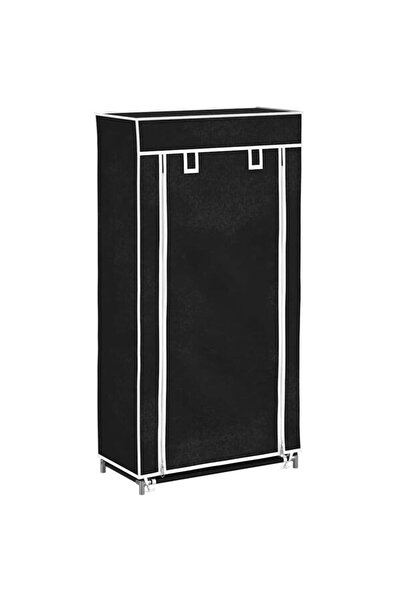 vidaxl Dulap pentru pantofi din material textil cu husă, negru, 58 x 28 x 106 cm