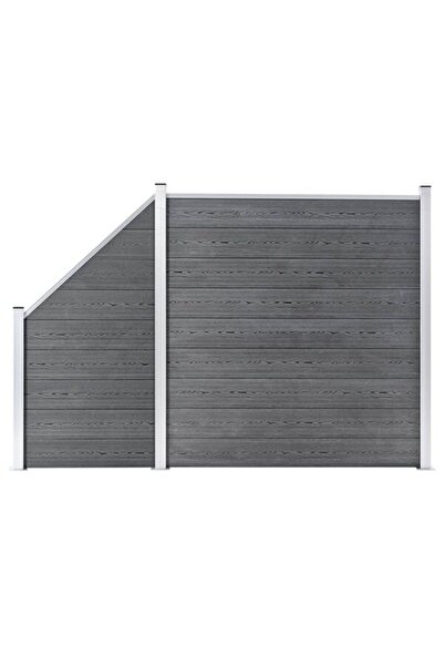 vidaxl Set panouri gard, 1 pătrat + 1 oblic, Gri, 273 x 186 cm, WPC