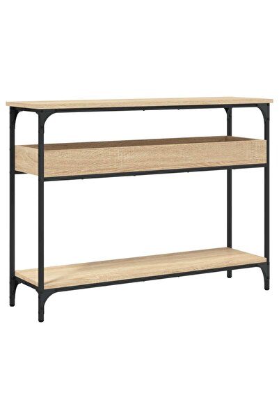 vidaxl Masă consolă cu raft, stejar Sonoma, 100x29x75cm, lemn stratificat