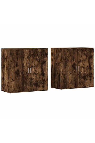 vidaxl Dulapuri, 2 buc., stejar afumat, 79 x 38 x 80 cm, lemn prelucrat