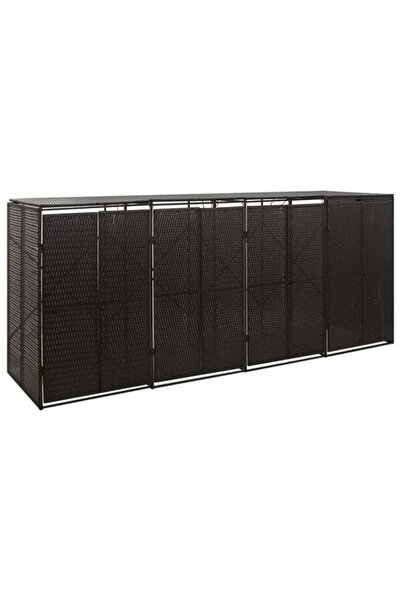 vidaxl Suport dublu pentru coșuri de gunoi, negru, 274 x 80 x 117 cm, poliratan