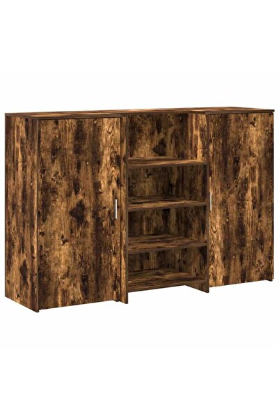 vidaxl Birou de recepție stejar afumat 155 x 50 x 103,5 cm lemn prelucrat