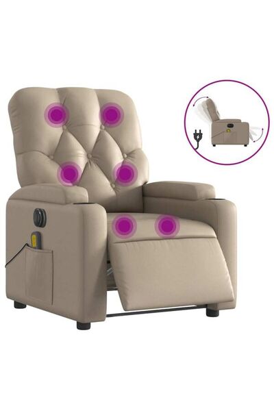 vidaxl Fotoliu electric rabatabil cu masaj, cappuccino, piele ecologică