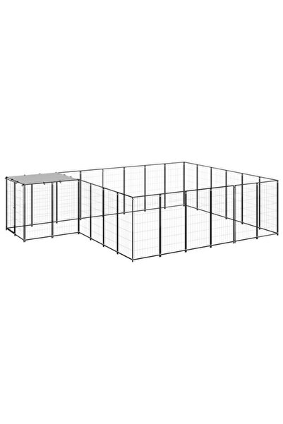 vidaxl Țarc pentru câini, negru, 12.1 m², oțel