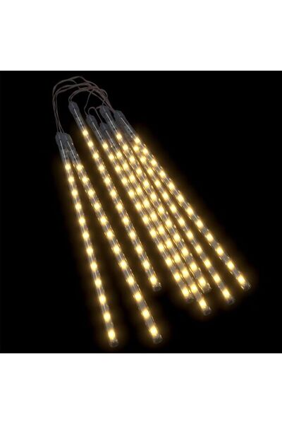 vidaxl Lumini tip ploaie de meteori 8 bucăți. alb cald 30 cm 192 LED-uri inte...