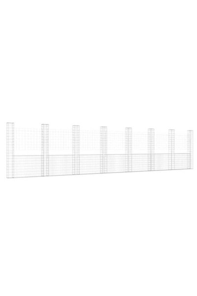 vidaxl Coș gabion în formă de U cu 8 stâlpi, 860 x 20 x 200 cm, fier