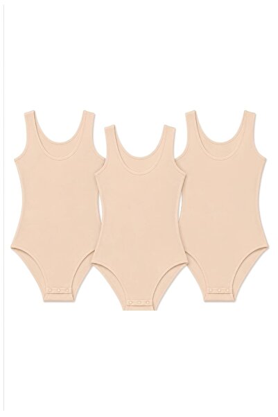 CHARM Yıldız 3-Pack Women's Lycra Wide Strap Snap-On Bodysuit Flexible Cotton...
