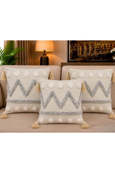 Graciana Set of 3 Bohemian Decorative Pillows with Premium Filling, Size 50X50