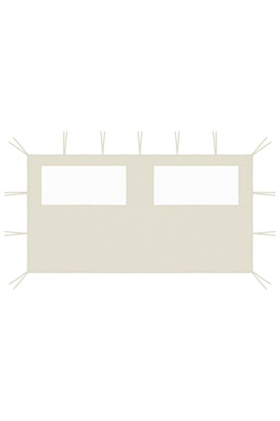 vidaxl Perete lateral pentru foișor cu ferestre, crem, 4 x 2 m