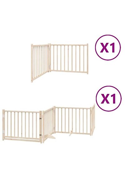 vidaxl Barieră pliabilă pentru câini cu ușă, 6 panouri, 480 cm, lemn de plop