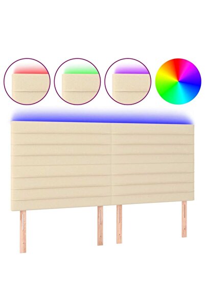vidaxl Tăblie de pat cu LED, crem, 160x5x118/128 cm, textil