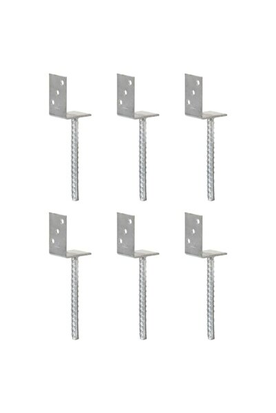 vidaxl Ancore pentru gard, 6 bucăți, argintii, 8 x 6 x 30 cm, oțel galvanizat